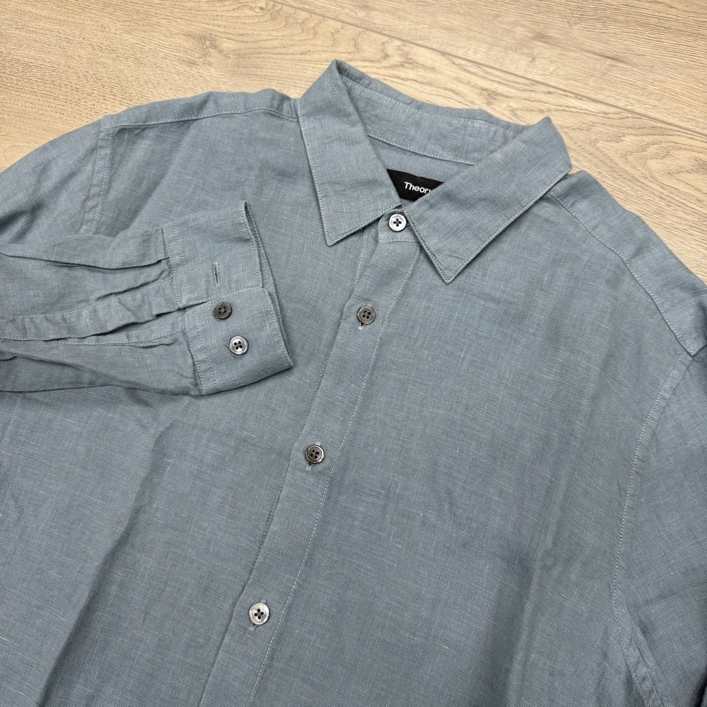 Theory Irving Summer Linen Button Button Up Shirt Men's Sz S
